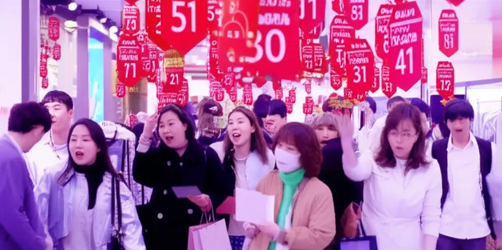 롯데백화점 연말 세일로 가득 찬 매장 모습