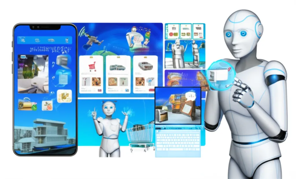 미래형 AI 챗봇이 다양한 디바이스에서 사용자들과 상호작용하는 모습