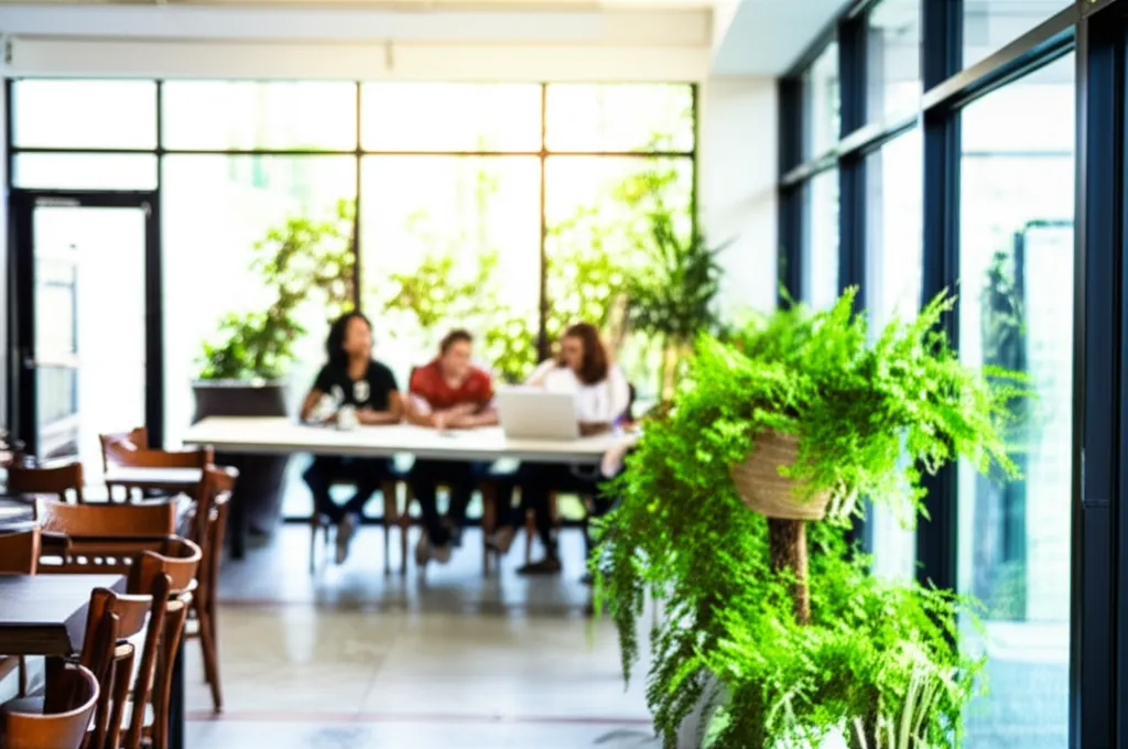 모던하고 친환경적인 카페 디자인, 자연 채광과 식물들